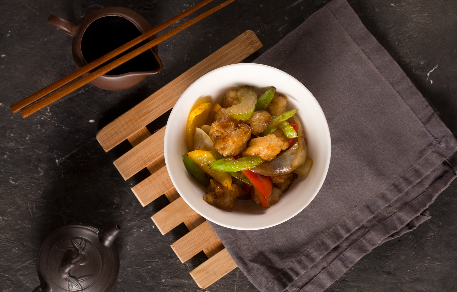 Wok-fried Giant grenadier with vegetables